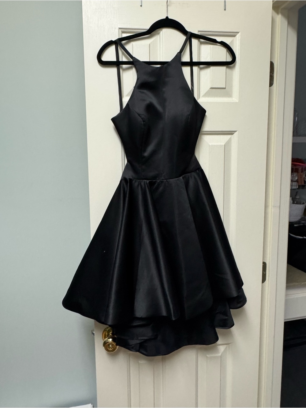 Black High-Low Halter Party Dress